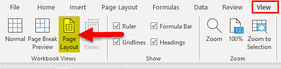 Excel Page Number step 1