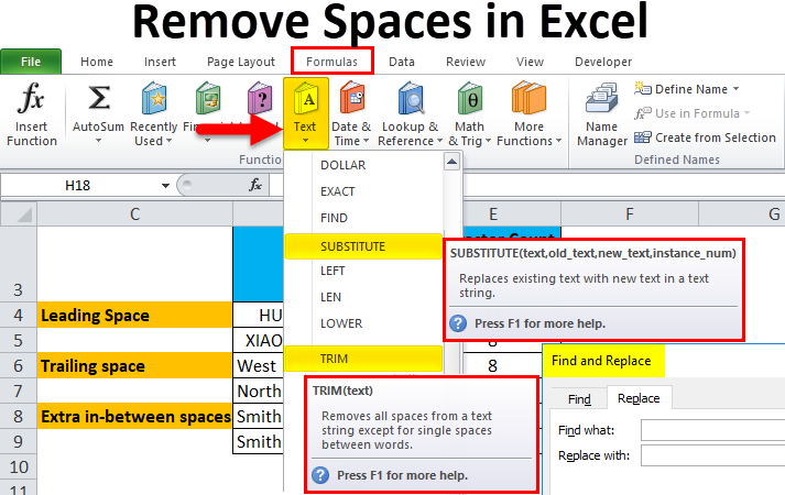 Remove Spaces In Excel Examples How To Remove Spaces 