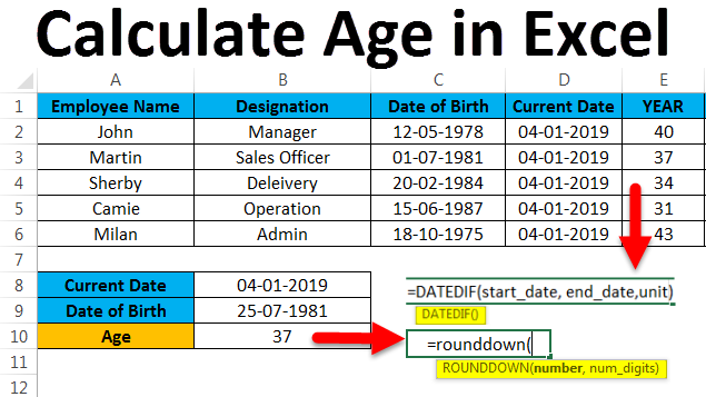 How To Calculate Age In Excel Using Formula Haiper