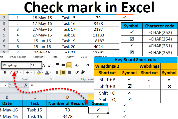 CheckMark In Excel Examples How To Insert Checkmark Symbol 