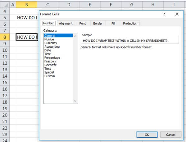 Format Cells dialog box