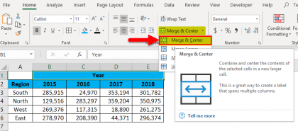 shortcut keys for merge and center in excel 2013