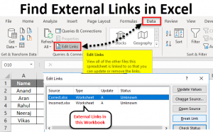 how to find external links in excel with find and replace