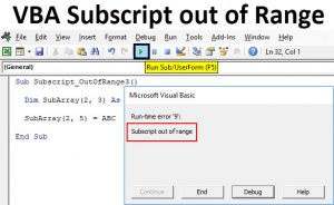 Subscript out of range vba excel ошибка