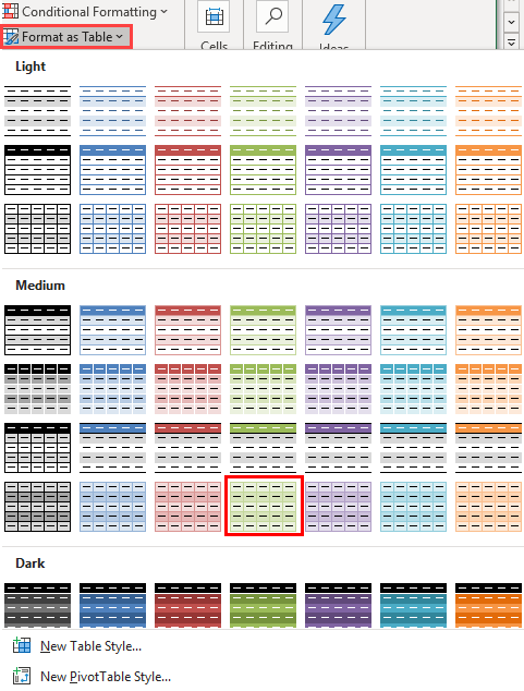 alternate row color 1-3