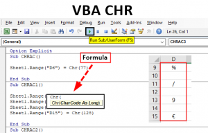 VBA CHR | Mapping of Characters with their ASCII Values