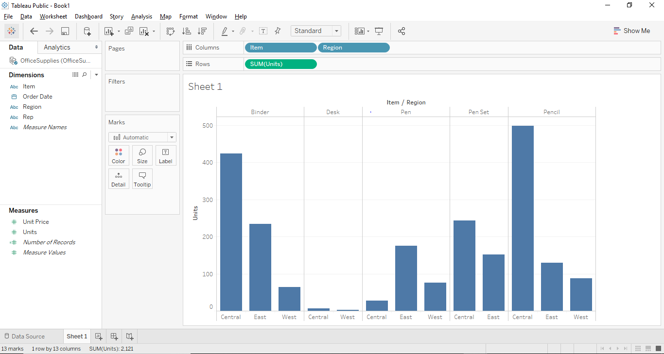 Stacked Bar Chart in Tableau 6