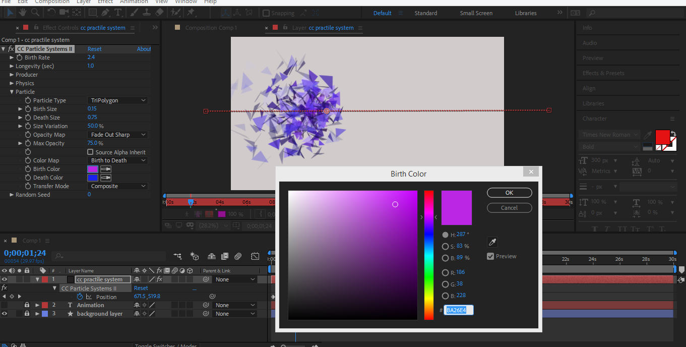 change color triploygon in after effects