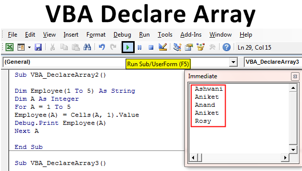 VBA Declare Array How To Declare Array In Excel Using VBA Code 