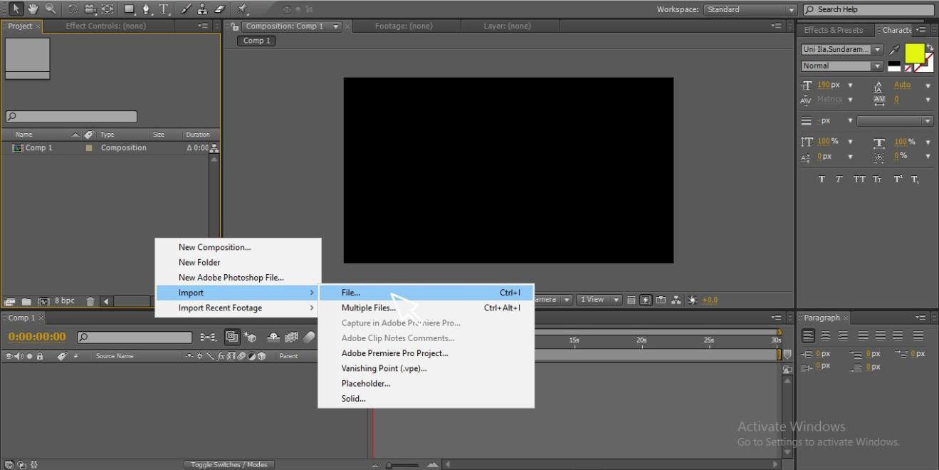 import video (Adding Keyframes in After Effects)