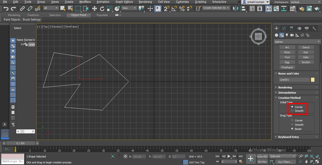 creation method (Spline in 3ds Max)