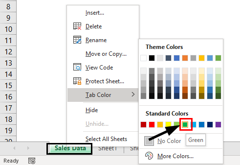 Change Worksheets Tab Color 2