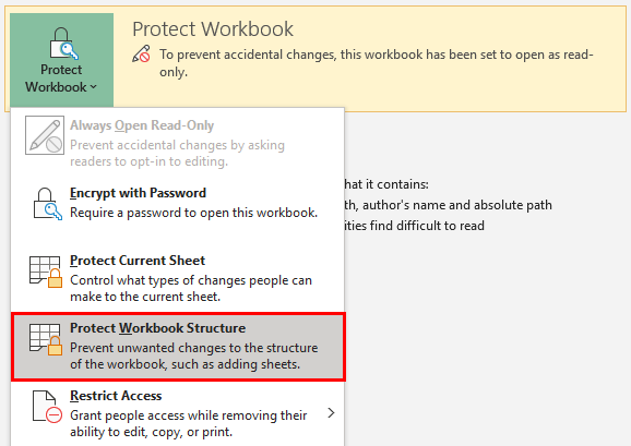 Protecting Workbook Structure