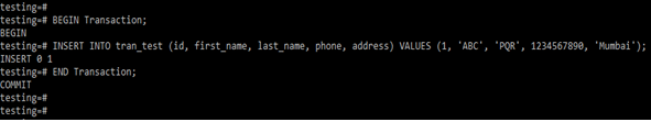 PostgreSQL Transaction Transaction Statements Used In PostgreSQL
